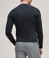 Aqua Leather Shoulder Patch Cotton-Cashmere T-Shirt