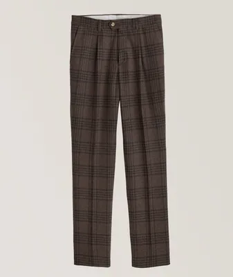 Checkered Wool, Silk & Cashmere Dress Pants