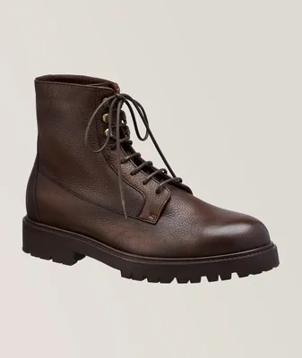 Shearling Lined Deerskin Lace-up Boots