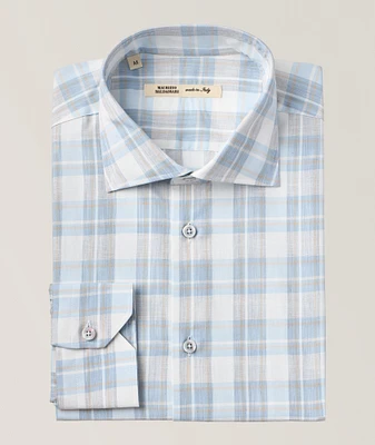 Checkered Cotton-Linen Sport Shirt