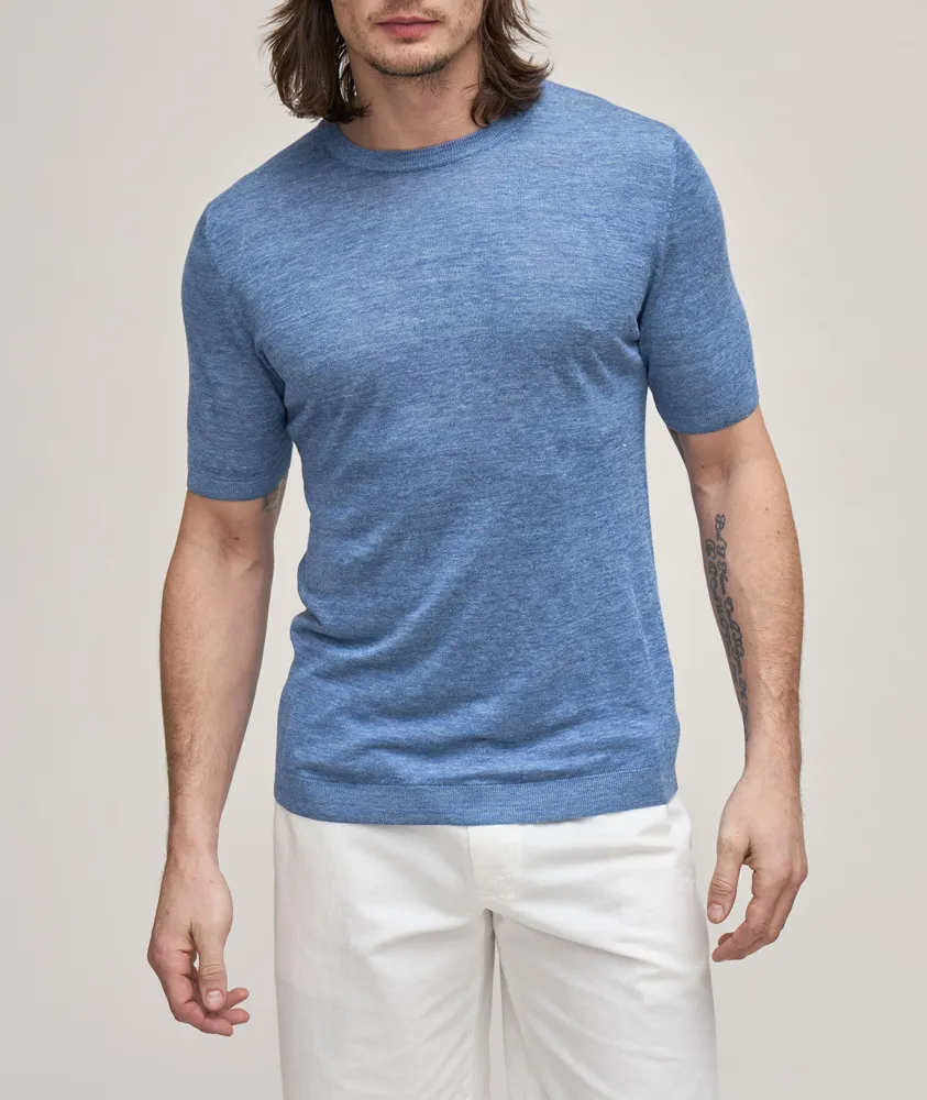 Heathered Linen-Silk T-Shirt