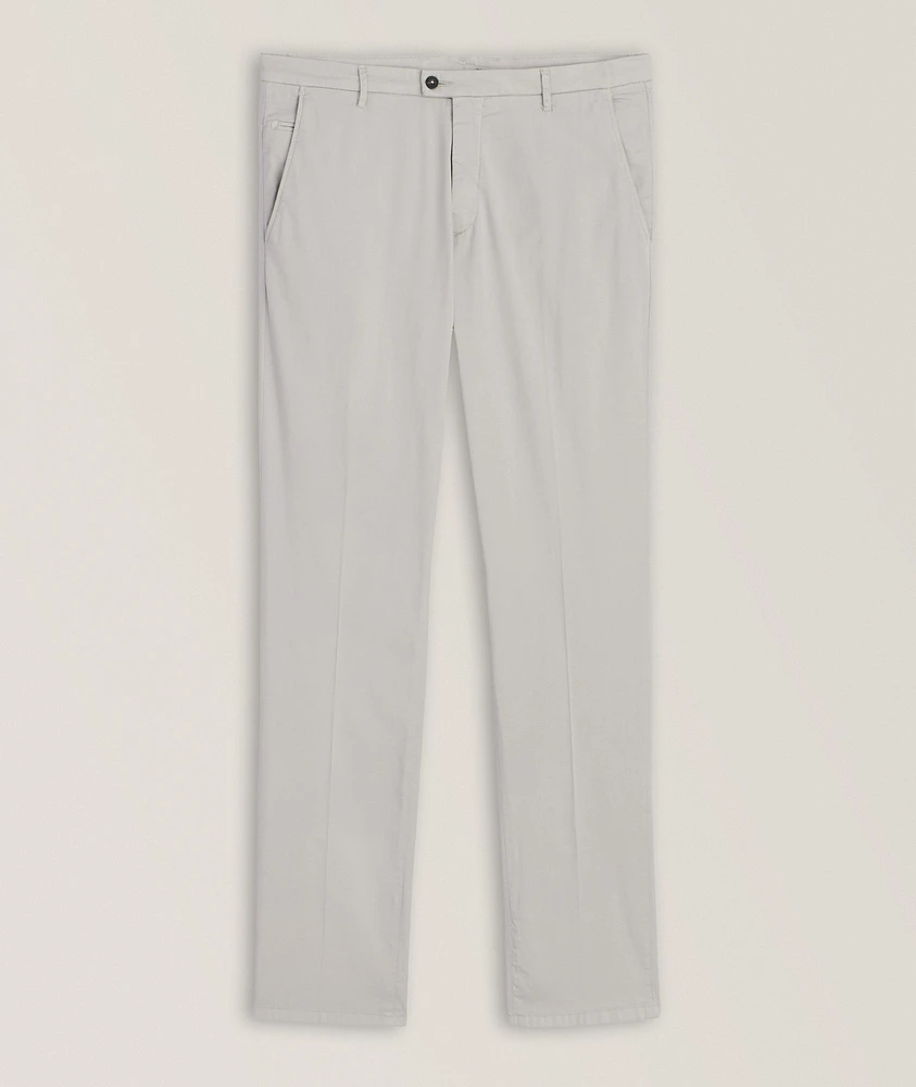 Garment Dyed Stretch Cotton-Silk Chinos