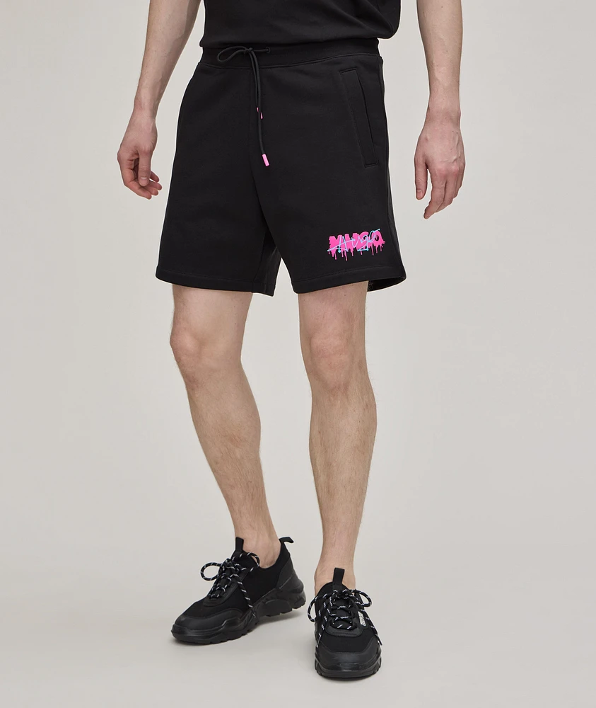 Graffiti Logo Weighted Terry Cotton Shorts