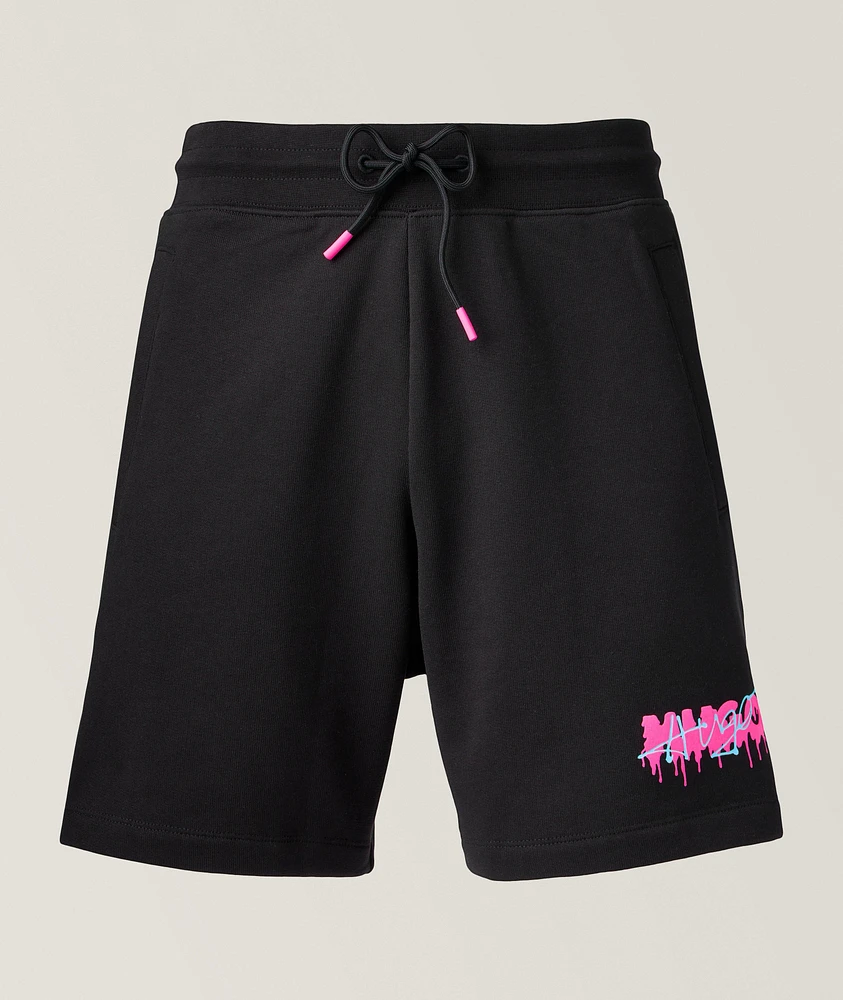 Graffiti Logo Weighted Terry Cotton Shorts