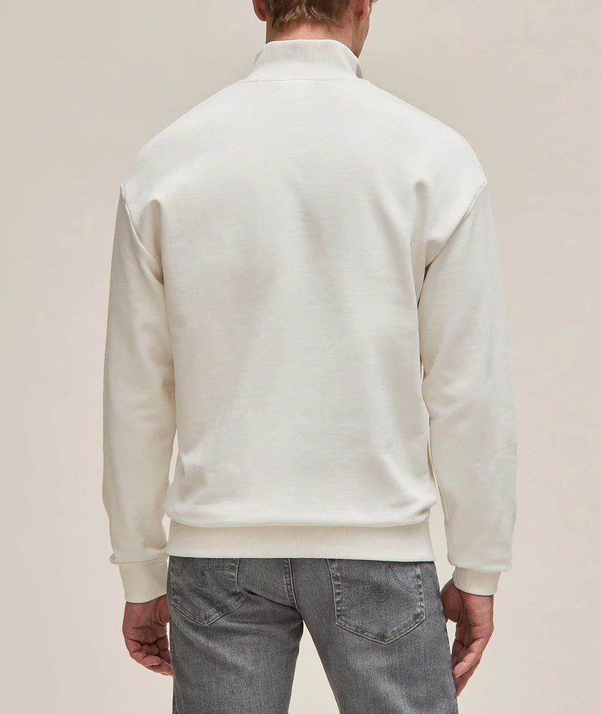 French Terry Cotton Quarter-Zip Sweater