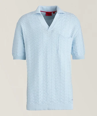 Textured Geometric Cotton Polo