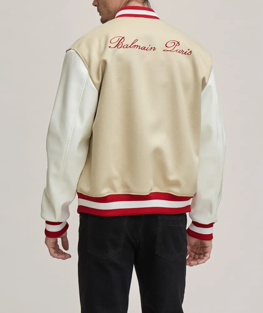 Embroidered Cursive Logo Letterman Jacket