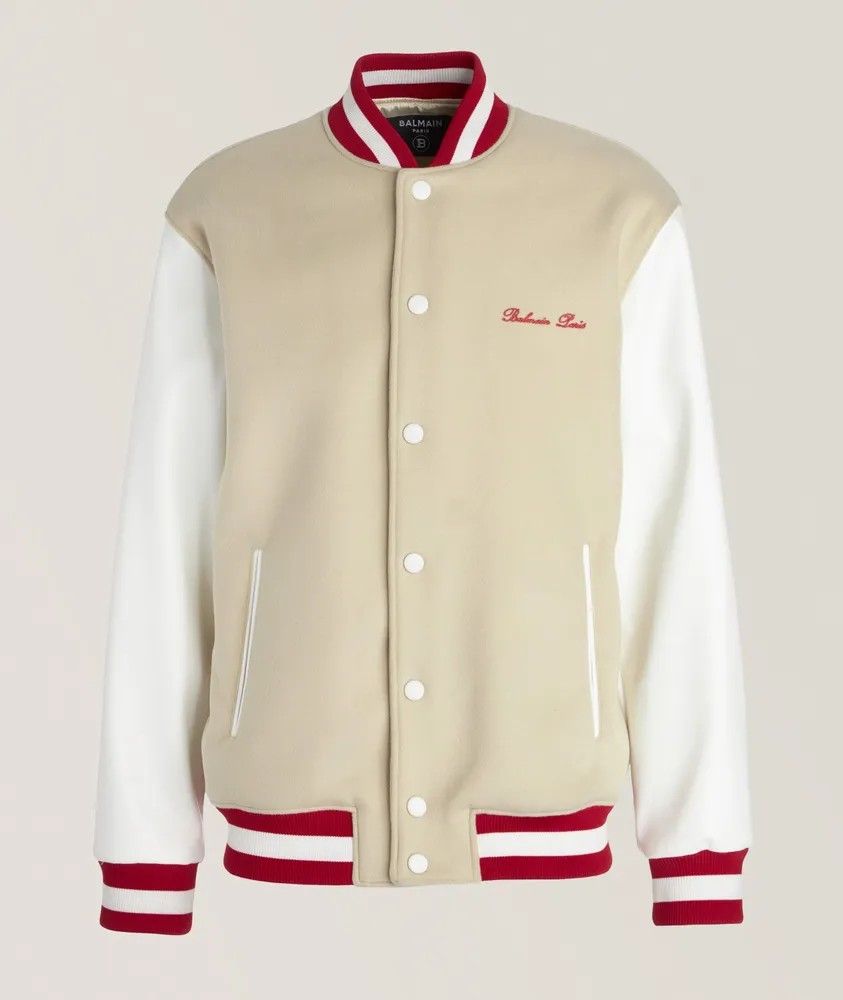 Embroidered Cursive Logo Letterman Jacket