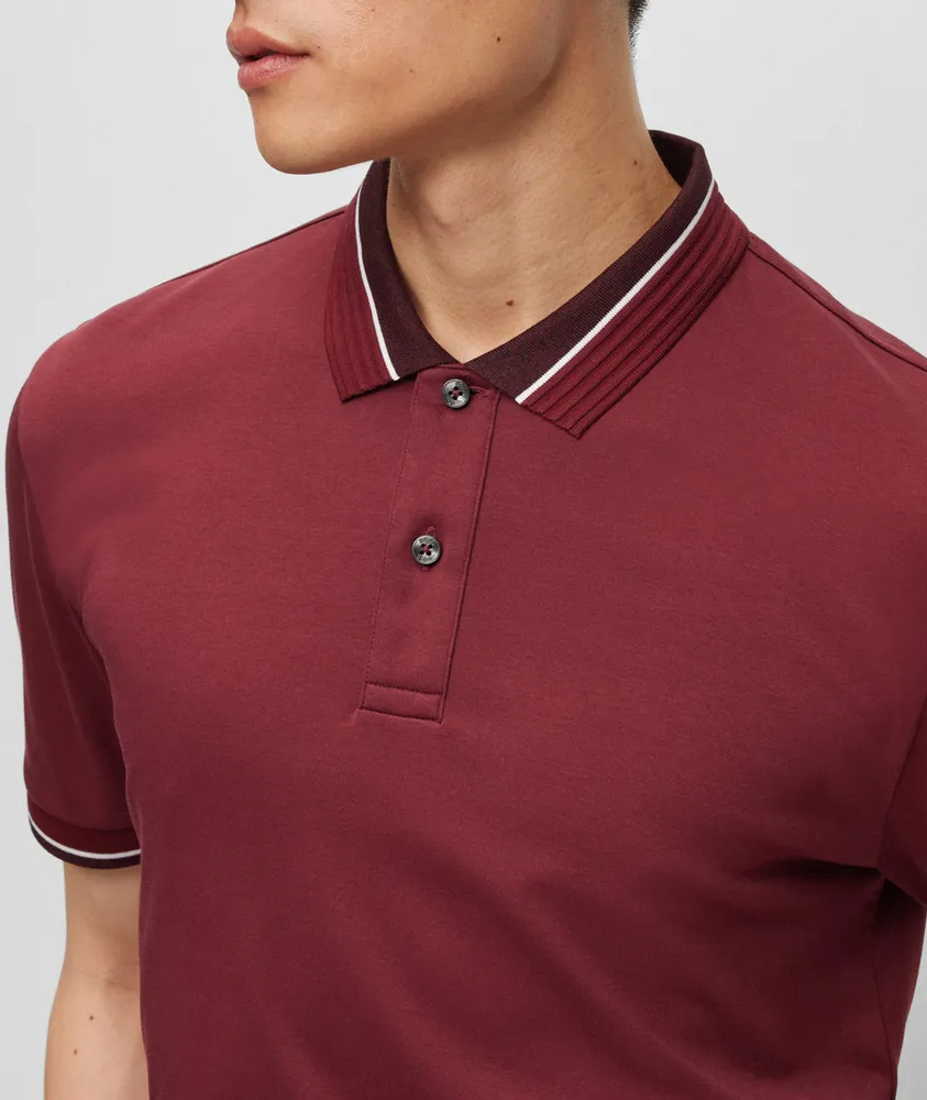 Stripe Tipped Mercerized Cotton Polo