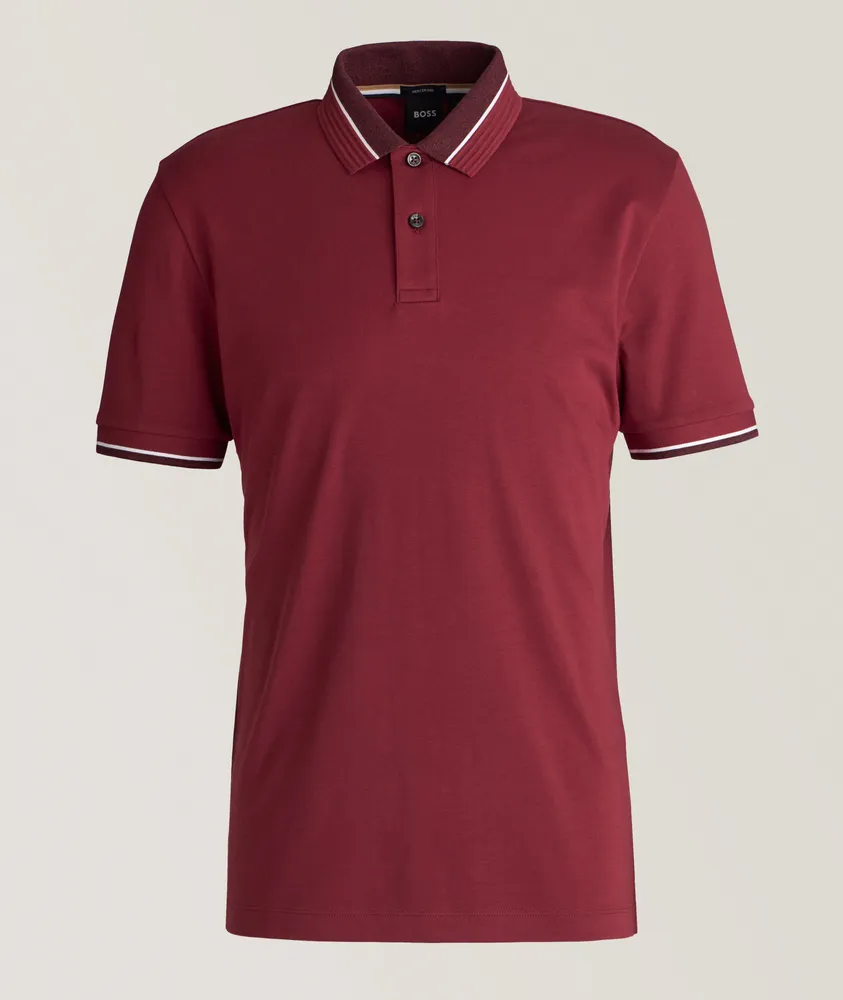 Stripe Tipped Mercerized Cotton Polo