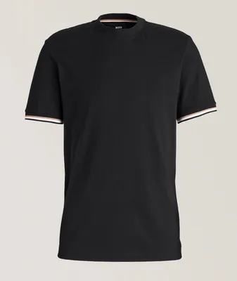 Signature Striped Trim Jersey Cotton T-Shirt
