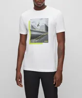 Photo Print Stretch-Jersey Cotton T-Shirt