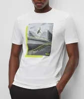 Photo Print Stretch-Jersey Cotton T-Shirt