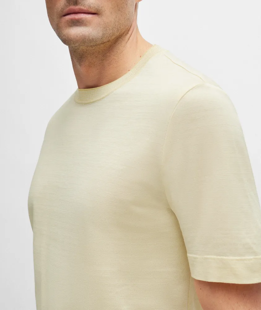 Two-Toned Striped Cotton-Silk T-Shirt