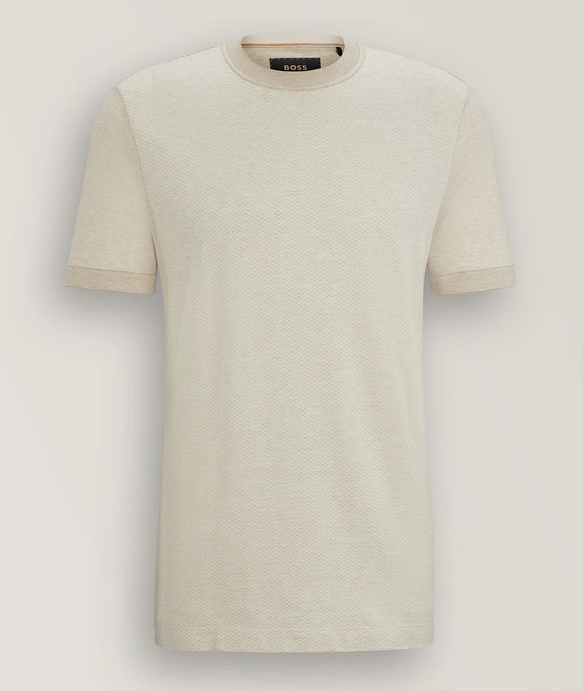 Two-Toned Micro Jacquard Cotton-Silk T-Shirt