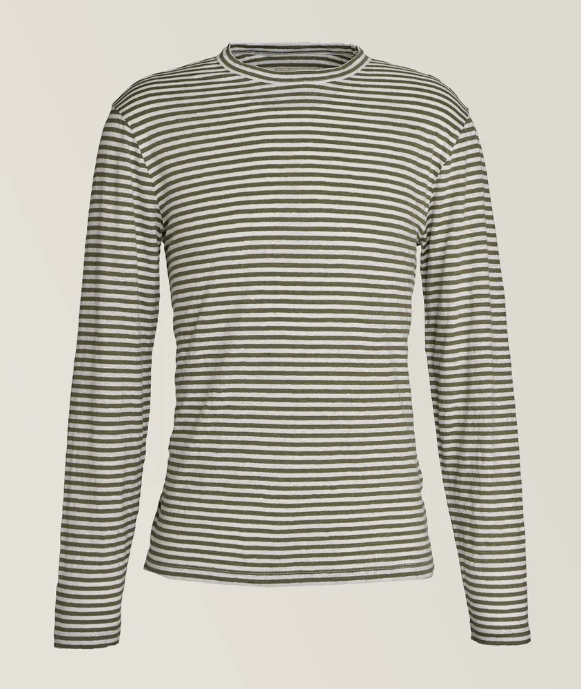 Striped Stretch-Linen T-Shirt