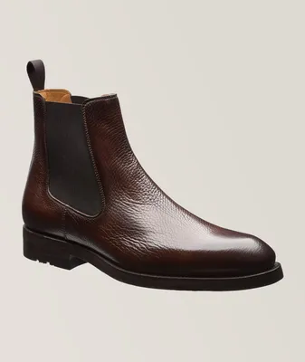 Grained Leather Chelsea Boots