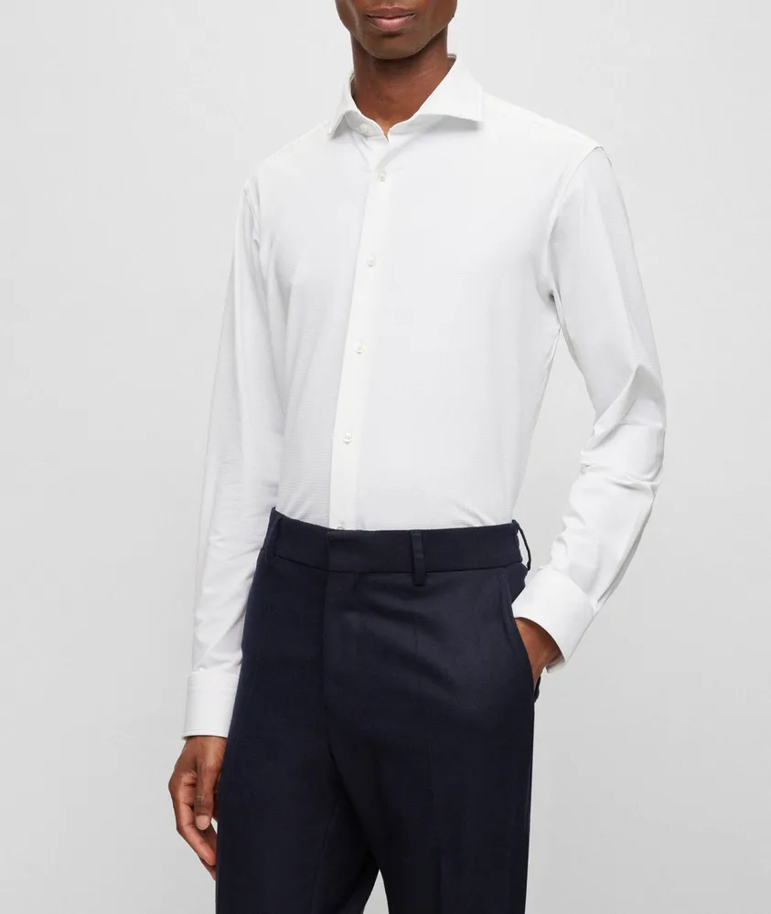 Structured Stretch-Fabric Dress Shirt