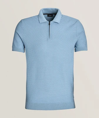 Vancro Textured Quarter-Zip Cotton Polo