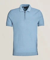 Vancro Textured Quarter-Zip Cotton Polo