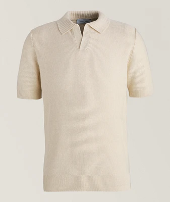 Herringbone Knit Linen-Cotton Polo