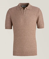 Mélange Herringbone Knit Linen-Cotton Polo