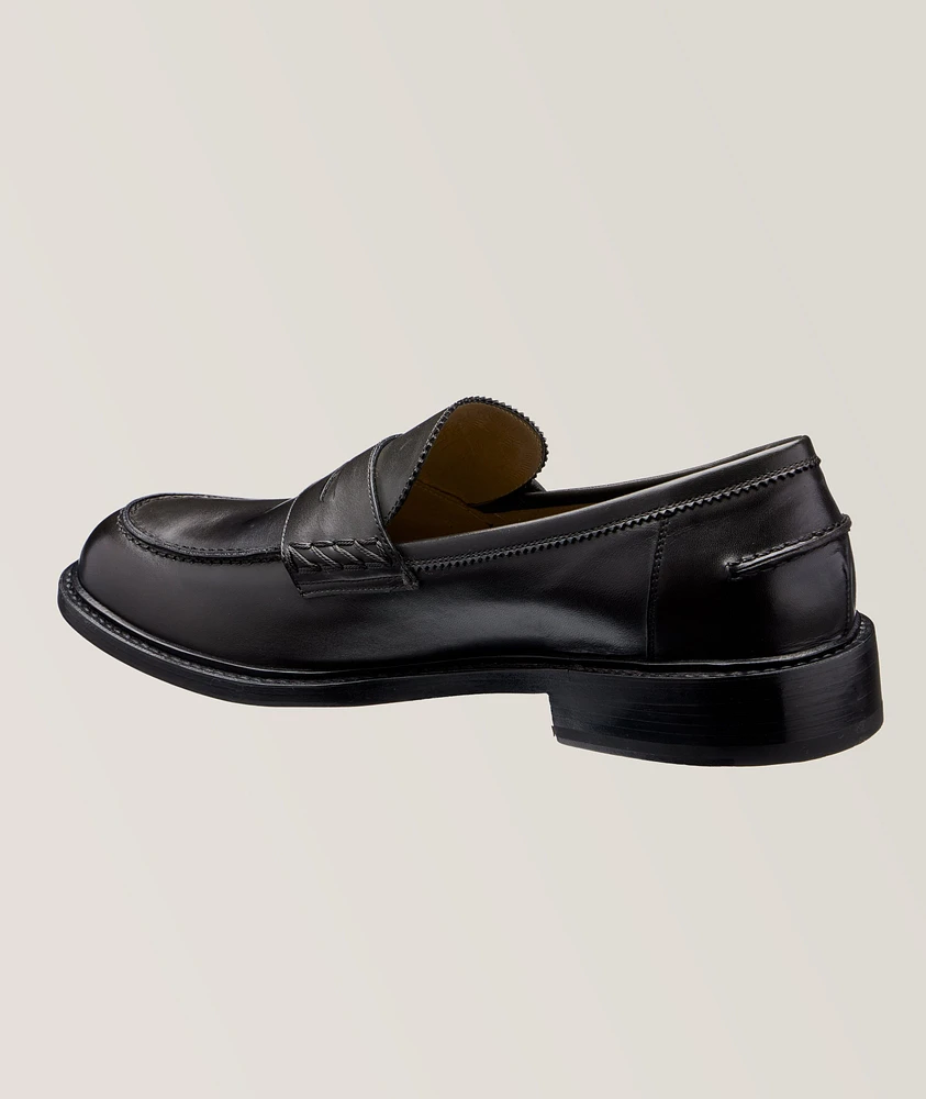 Burnished Leather Penny Loafers