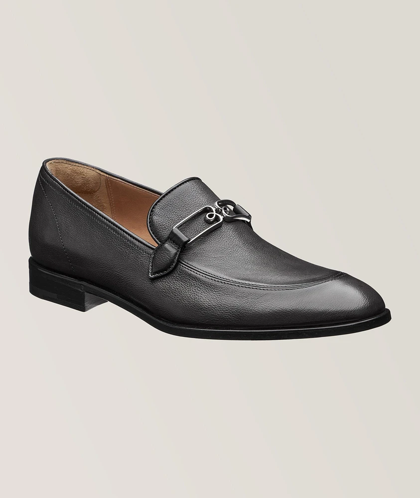 B Volute Grained Leather Loafers