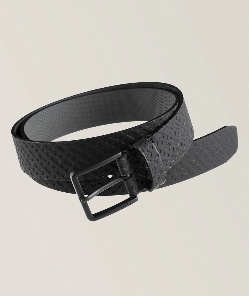 Ther Logo Embossed Leather Belt