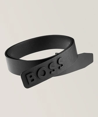 Narrow Logo Matte Leather Belt