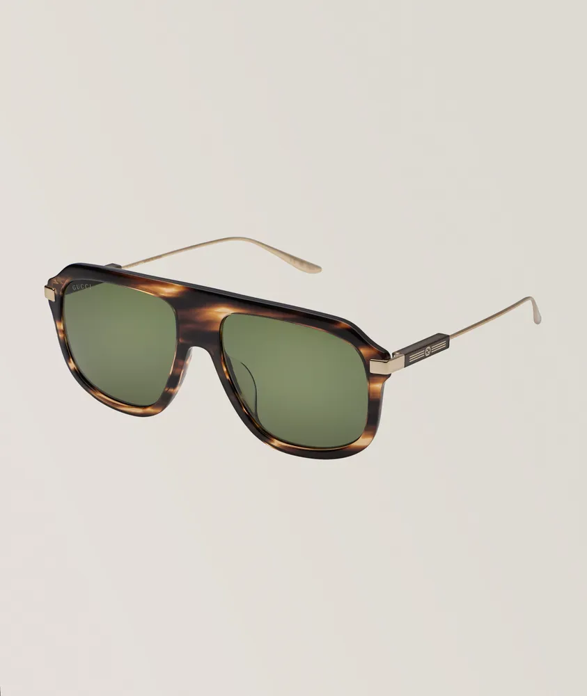 Flamed Havana Acetate Pilot Sunglasses