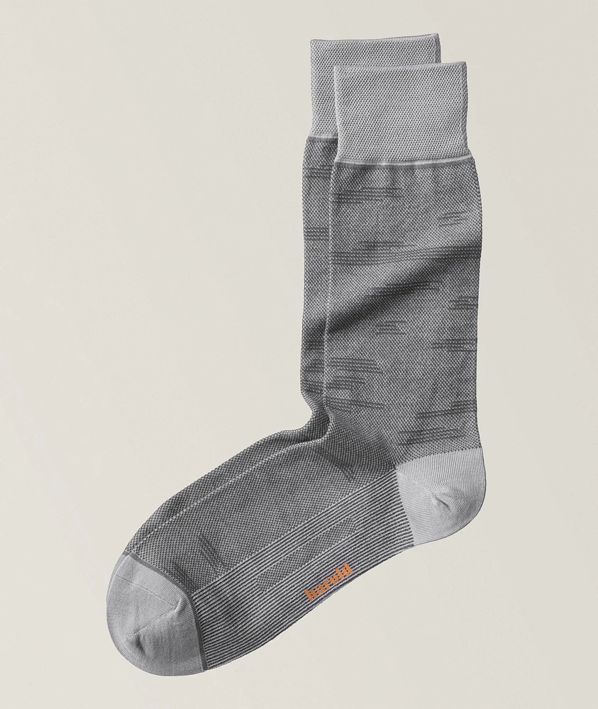 Tonal Line Mercerized Cotton Dress Socks