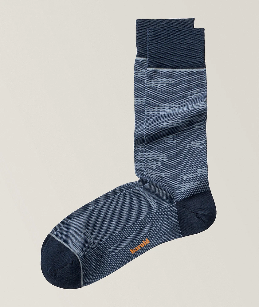 Tonal Line Mercerized Cotton Dress Socks