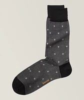 Polka Dot Mercerized Cotton Ribbed Dress Socks