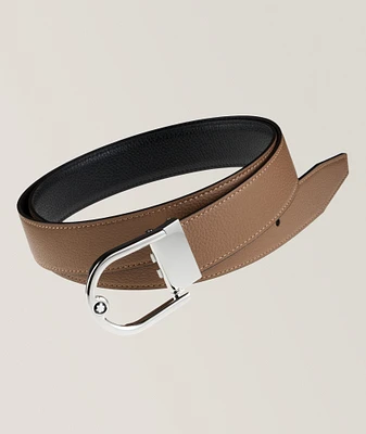 Reversible Horseshoe Buckle Leather Belt 
