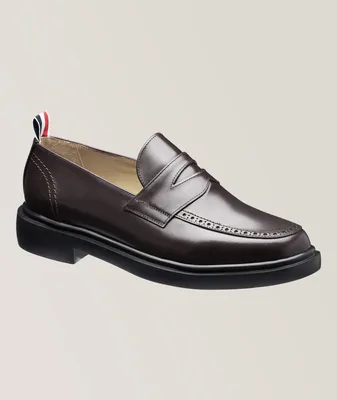 Polished Leather Penny Loafers