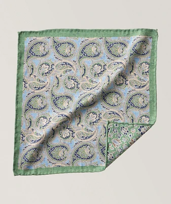 Reversible Paisley-Floral Silk Pocket Square