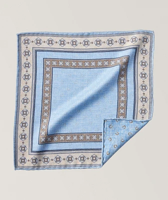 Reversible Medallion & Mini Neat Pattern Silk Pocket Square
