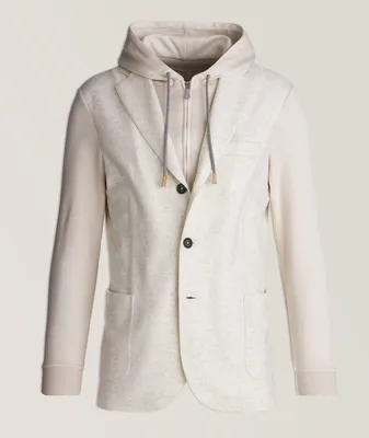 Flannel Wool-Blend Hooded Sport Jacket