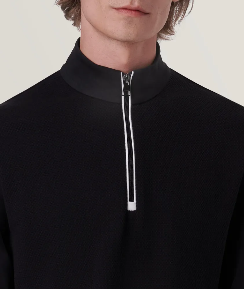 Solid Quarter Zip Cotton Pullover