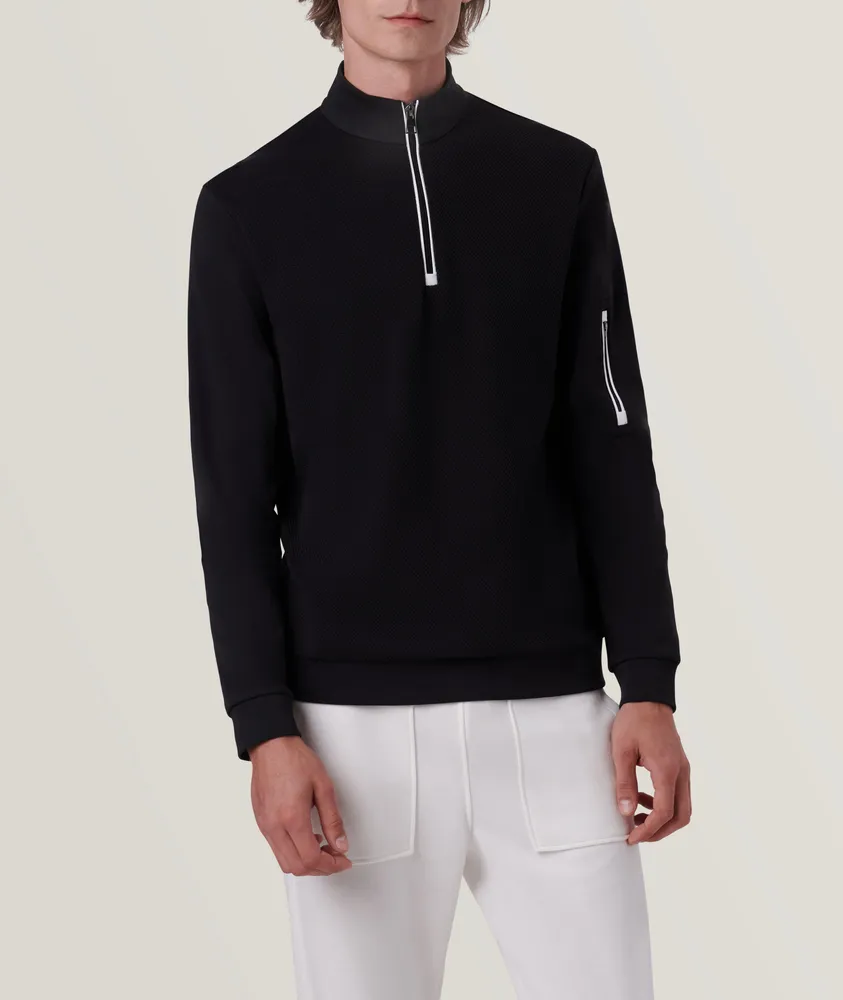 Solid Quarter Zip Cotton Pullover