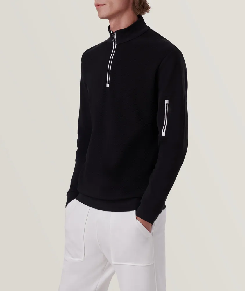 Solid Quarter Zip Cotton Pullover