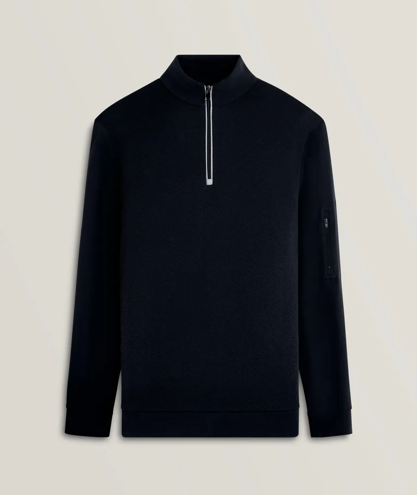 Solid Quarter Zip Cotton Pullover