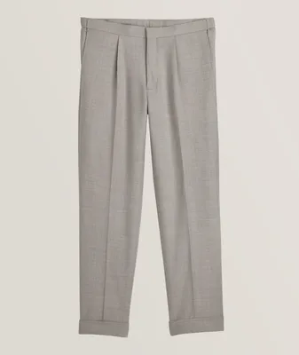 Stretch-Wool Pleated Pants