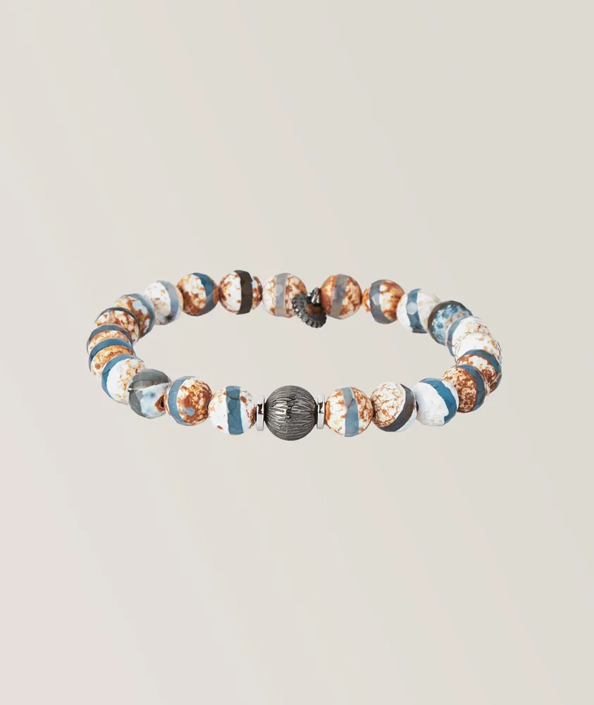 Tibetan Dzi Lhasa Graffiato Beaded Bracelet