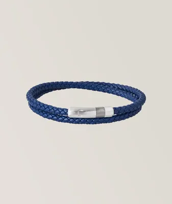 Octagon Click Pelle Double Wrap Leather Bracelet