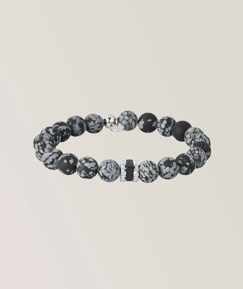 Giza Beaded Snowflake Obsidian Bracelet