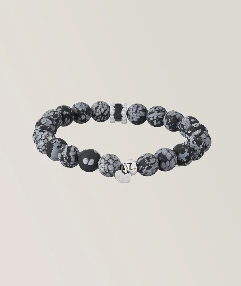 Giza Beaded Snowflake Obsidian Bracelet