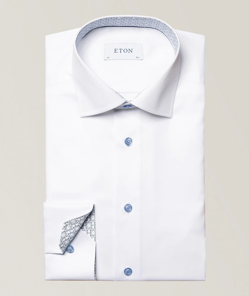 Slim Fit Twill Shirt with Geometric Contrast Details