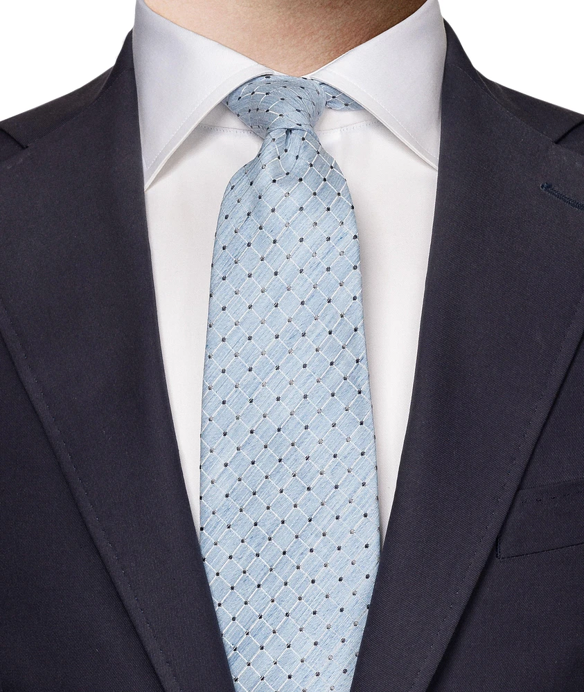 Checked Silk Linen Tie